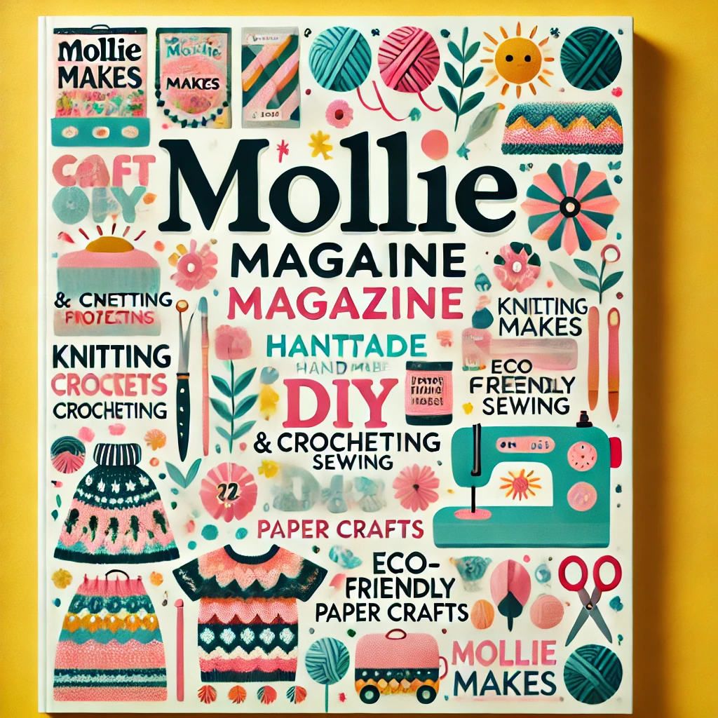 Mollie Makes Magazine cover featuring colorful crafts and DIY projects